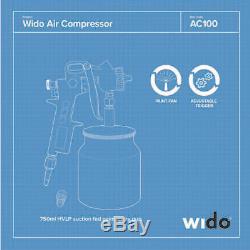 100l Litre Powerful Air Compressor 7cfm, 2hp, 115 Psi, With Paint Spray Gun Wido