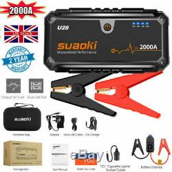 12V 2000A Car Jump Starter Battery Charger Booster Rescue Power bank Dual USB UK