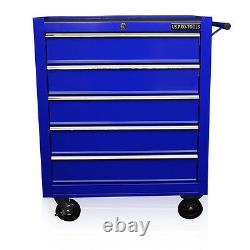 130 Us Pro Blue Tools Chest Tool Box Roller Cabinet 5 Drawers Mechanics