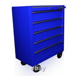 130 Us Pro Blue Tools Chest Tool Box Roller Cabinet 5 Drawers Mechanics