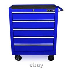 130 Us Pro Blue Tools Chest Tool Box Roller Cabinet 5 Drawers Mechanics