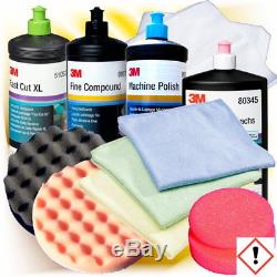 3M Politur Schleifpaste Wachs 51052 09375 09376 80345 & Polierschwamm Set 43