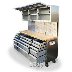 433 Us Pro Tool Chest Box Workbench Stainless Steel 72 3 X Cupboards Back Panel