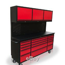 434 Us Pro Tool Chest Box Workbench Red With Black 72 3 X Cupboards Back Panel
