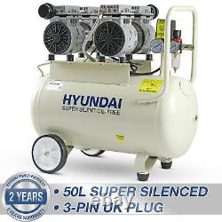 50L Ltr Litre Air Compressor Silent 2 x 750w 2HP 100PSI 7BAR Oil Free Portable