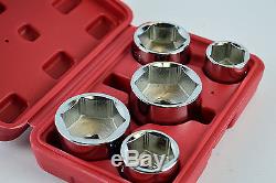 5pc 3/8 Oil Filter Socket Set Removal Car Garage Tool 24mm 27mm 32mm 36mm 38mm