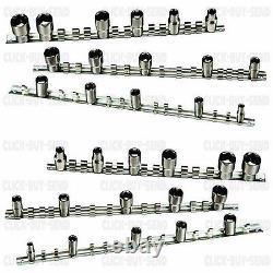 6 Piece Socket Rail Set Socket Storage Rail Holder 1/2 3/8 1/4 Square New