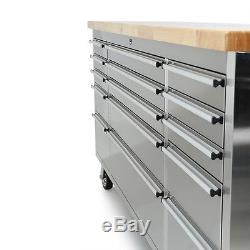 72 Stainless Steel 15 Drawer Work Bench Tool Box Chest Cabinet