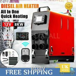8KW 12V Diesel Air Night Heater LCD Remote for Truck Boats Home Caravan 4 Holes