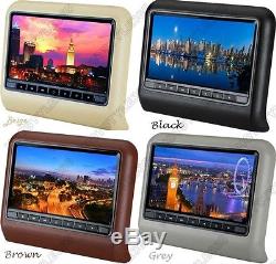9 Inch Twin Dual 2 X PORTABLE In Car Headrest DVD Player LCD Screen USB SD Game