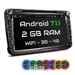 AUTORADIO MIT ANDROID 7.1.1 2GB RAM NAVI DVD USB WiFi PASSEND FÜR VW SEAT SKODA
