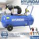 Air Compressor 100l Litre V-twin 3hp 14cfm 115psi 8bar 5pc Air Tool Kit Hyundai