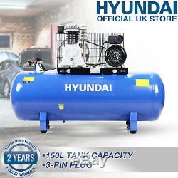 Air Compressor 150L Litre Belt Drive 3hp 145psi 10bar 14cfm 2cy HYUNDAI