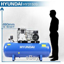 Air Compressor 150L Litre Belt Drive 3hp 145psi 10bar 14cfm 2cy HYUNDAI