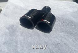 Akrapovic Dual Exhaust Tip Gloss Black Carbon Fibre Rounded Edge