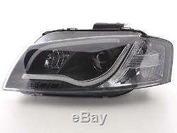 Audi A3 2003-2008 8p1 Hatchback Black Drl Light Strip Projector Headlights Pair
