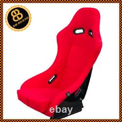 BB5 RED Fixed Fibreglass Narrow Slim Racing Bucket Seat + Side Mounts & Runners