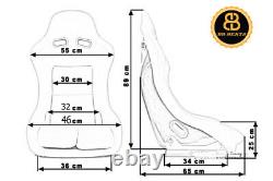 BB5 RED Fixed Fibreglass Narrow Slim Racing Bucket Seat + Side Mounts & Runners