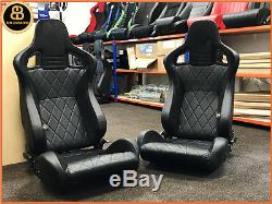 BB6 Reclining Titling Bucket Sports Racing Seats Diamond Stitched / Alcantara