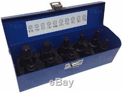 BERGEN IMPACT TORX BIT Sockets Set 1/2 Drive Impact TX Star Sockets T20 To T70