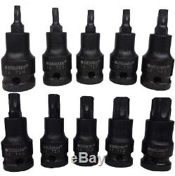 BERGEN IMPACT TORX BIT Sockets Set 1/2 Drive Impact TX Star Sockets T20 To T70