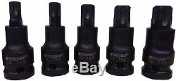 BERGEN IMPACT TORX BIT Sockets Set 1/2 Drive Impact TX Star Sockets T20 To T70