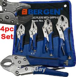 BERGEN Locking Pliers 4pc Mole Grips Adjustable Wrench Vice Grips Pliers Long No