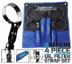BERGEN Swivel Oil Filter Strap Removal Wrench Set 4 Piece 2-3/4 5-1/4