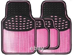 Beautiful Girls Black & Metallic Pink Heavy Duty Rubber Interior Car Mats SWTP7