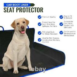 Blue 2 In 1 Waterproof Car Rear Back Seat Cover Pet Dog Protector Boot Mat Liner