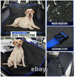 Blue 2 In 1 Waterproof Car Rear Back Seat Cover Pet Dog Protector Boot Mat Liner