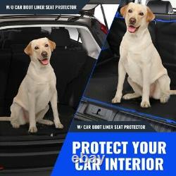 Blue 2 In 1 Waterproof Car Rear Back Seat Cover Pet Dog Protector Boot Mat Liner