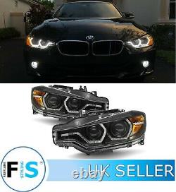 Bmw 3 Series F30 F31 Black Led Drl Projector Angel Eyes Headlights Lamp 12-15