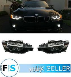 Bmw 3 Series F30 F31 Black Led Drl Projector Angel Eyes Headlights Lamp 12-15