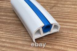 Boat Rubbing Strake D Fender 50mm Base White With Blue Pvc 15 Meter Roll