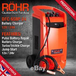 Car Battery Charger Heavy Duty 12V & 24V Trickle / Fast, Vehicle HGV Lorry, ROHR