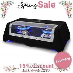 Car Subwoofer Speaker Audio Dual LED Light Passive 2x 12 Inch Bass Box 800W RMS