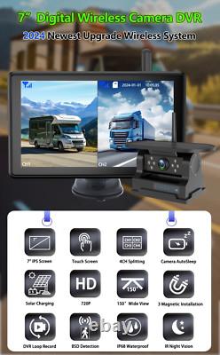 Digital Wireless 7 Touch Screen DVR Monitor Hitch Solar Backup Camera For Truck