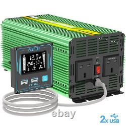 EDECOA Power Inverter 12V to 240V 3000W 6000W Converter UK Car Camper LCD USB