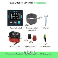 EDECOA Power Inverter 12V to 240V 3000W 6000W Converter UK Car Camper LCD USB