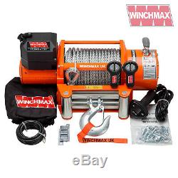 ELECTRIC WINCH 12V RECOVERY 4x4 17000 lb WINCHMAX ORIGINAL ORANGE WINCH REMOTE