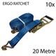 Ergo Ratchet Tie Down Lashing Straps 50mm X 5 Ton 10 X 20 Metre Ergonomic Truck