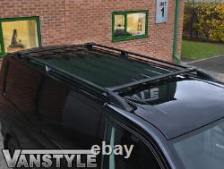 Fits Vw T5 0315 Transporter Swb Black Roof & Cross Bars Set Roof Rack No Drill