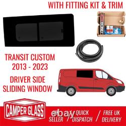 Ford Transit Custom Driver Side Sliding Privacy Tinted Window 13-23 & Fit Kit