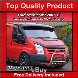 Ford Transit Mk7 2007-2013 Black Bonnet Wind Bug Deflector Protector & Sun Visor