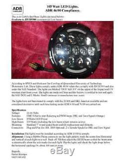 GQ MQ Y60 PATROL 2X 7'' 105W LEGAL Round LED DRL+TURN Headlights