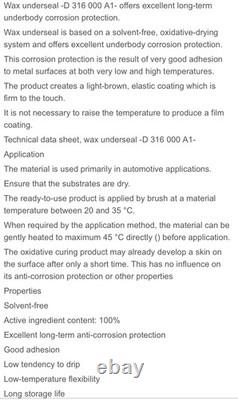 Genuine VAG OEM Wax Underseal Audi VW Skoda D316000A1 310ml Corrosion Protection