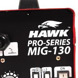 Hawk 130 Portable 230v No Gas Gasless Mig Flux Welding Mask Welder Machine Kit