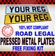 High Quality Pressed Metal Number Plates Rear & Front Pair 100% Uk Road Legal