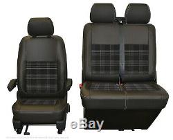 INKA VW Transporter T6.1, T6, T5.1 Front Tailored Seat Covers Black Leatherette